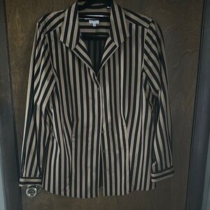Black and Tan Striped Women's Shirt